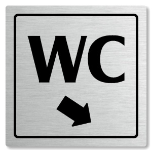 WC vpravo dolů, 118x118mm, stříbrná, Arizona